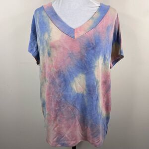 White Birch Tie-Dye V Neck Tunic T-Shirt